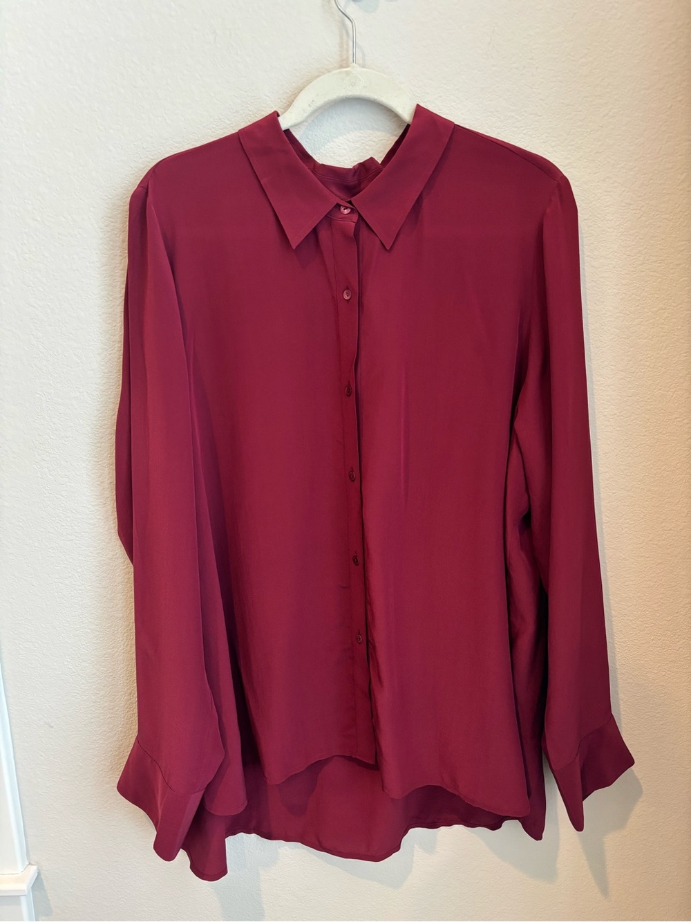 Eileen Fisher NWT Dark Tulip Button-Front Silk Blouse